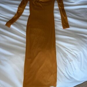 Nasty Gal Mustard Yellow long dress sz 2